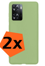 Nomfy Hoesje Geschikt voor OPPO A57s Hoesje Siliconen Cover Case - Hoes Geschikt voor OPPO A57s Hoes Back Case - 2-PACK - Groen
