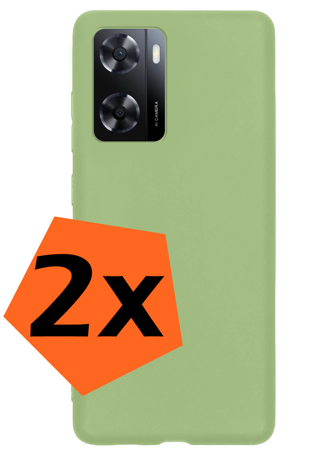 Nomfy Hoesje Geschikt voor OPPO A57s Hoesje Siliconen Cover Case - Hoes Geschikt voor OPPO A57s Hoes Back Case - 2-PACK - Groen