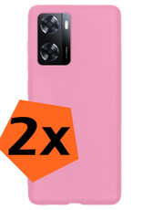 Nomfy Hoesje Geschikt voor OPPO A57s Hoesje Siliconen Cover Case - Hoes Geschikt voor OPPO A57s Hoes Back Case - 2-PACK - Lichtroze