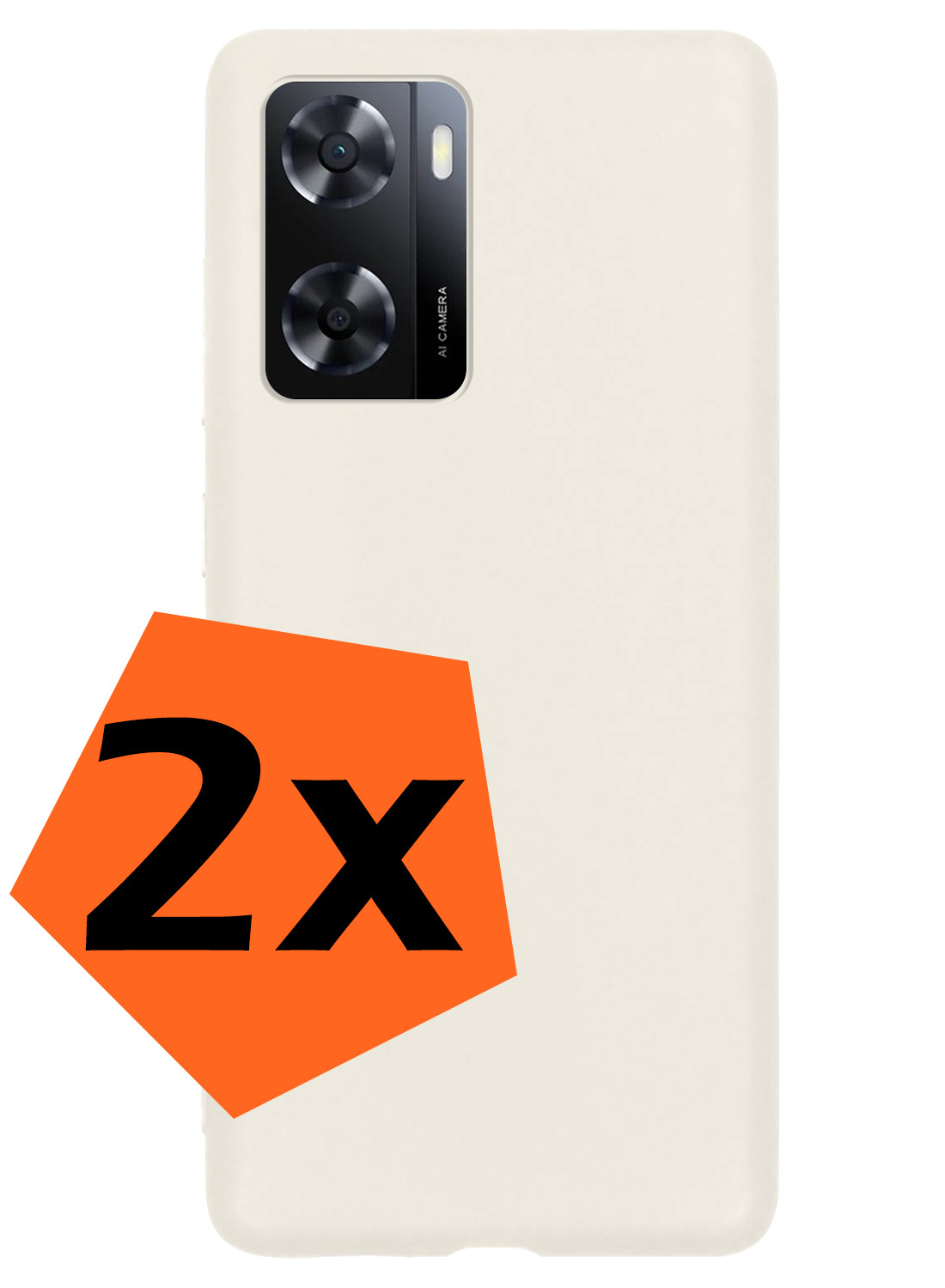 Nomfy Hoesje Geschikt voor OPPO A57s Hoesje Siliconen Cover Case - Hoes Geschikt voor OPPO A57s Hoes Back Case - 2-PACK - Wit