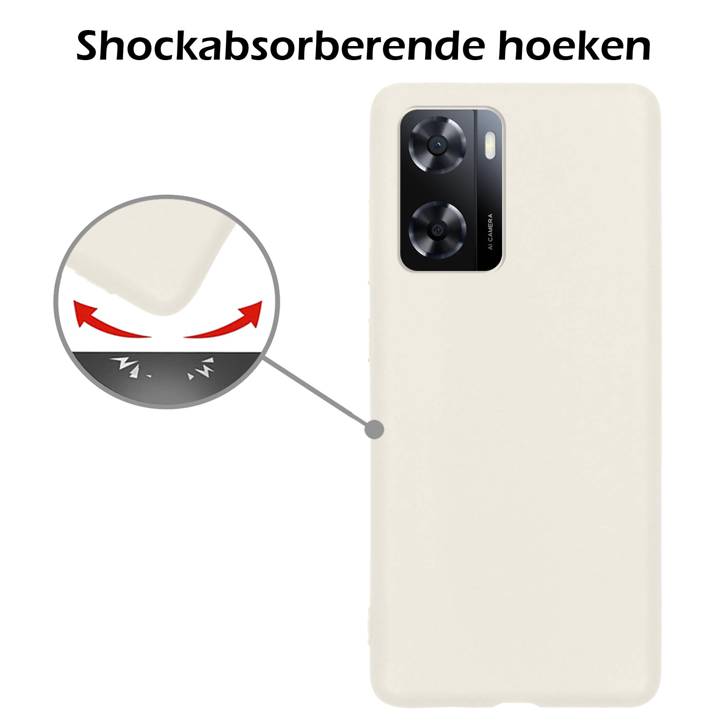 Nomfy OPPO A57s Hoesje Siliconen Case Back Cover - OPPO A57s Hoes Cover Silicone - Wit - 2X