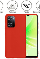 Nomfy Hoesje Geschikt voor OPPO A57s Hoesje Siliconen Cover Case Met Screenprotector - Hoes Geschikt voor OPPO A57s Hoes Back Case - Rood