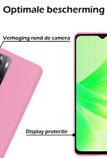 Nomfy Hoesje Geschikt voor OPPO A57s Hoesje Siliconen Cover Case Met Screenprotector - Hoes Geschikt voor OPPO A57s Hoes Back Case - Lichtroze