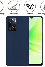 OPPO A57s Hoesje Siliconen Case Back Cover Met 2x Screenprotector - OPPO A57s Hoes Cover Silicone - Donker Blauw
