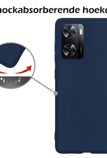 Nomfy Hoesje Geschikt voor OPPO A57s Hoesje Siliconen Cover Case Met 2x Screenprotector - Hoes Geschikt voor OPPO A57s Hoes Back Case - Donkerblauw