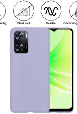 OPPO A57s Hoesje Siliconen Case Back Cover Met 2x Screenprotector - OPPO A57s Hoes Cover Silicone - Lila