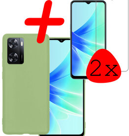 BASEY. BASEY. OPPO A57 Hoesje Siliconen Met 2x Screenprotector - Groen