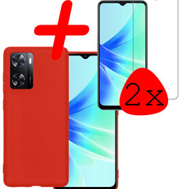 BASEY. BASEY. OPPO A57 Hoesje Siliconen Met 2x Screenprotector - Rood