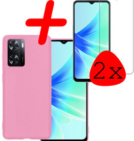 BASEY. BASEY. OPPO A57 Hoesje Siliconen Met 2x Screenprotector - Lichtroze