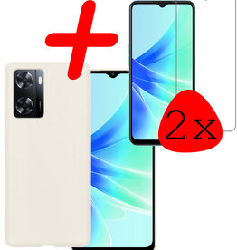 BASEY. BASEY. OPPO A57 Hoesje Siliconen Met 2x Screenprotector - Wit