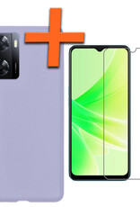 Nomfy Hoesje Geschikt voor OPPO A57 Hoesje Siliconen Cover Case Met Screenprotector - Hoes Geschikt voor OPPO A57 Hoes Back Case - Lila