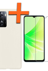 Nomfy Hoesje Geschikt voor OPPO A57 Hoesje Siliconen Cover Case Met Screenprotector - Hoes Geschikt voor OPPO A57 Hoes Back Case - Wit