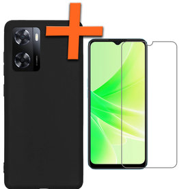 Nomfy Nomfy OPPO A57 Hoesje Siliconen Met Screenprotector - Zwart