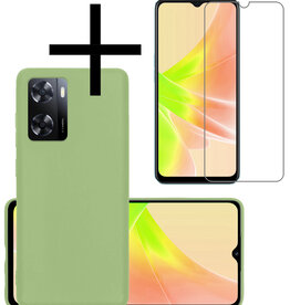 NoXx NoXx OPPO A57 Hoesje Siliconen Met Screenprotector - Groen