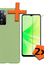 Nomfy Hoesje Geschikt voor OPPO A57 Hoesje Siliconen Cover Case Met 2x Screenprotector - Hoes Geschikt voor OPPO A57 Hoes Back Case - Groen