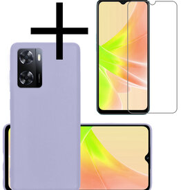 NoXx NoXx OPPO A57 Hoesje Siliconen Met Screenprotector - Lila