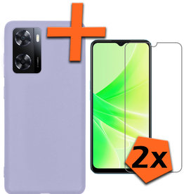 Nomfy Nomfy OPPO A57 Hoesje Siliconen Met 2x Screenprotector - Lila