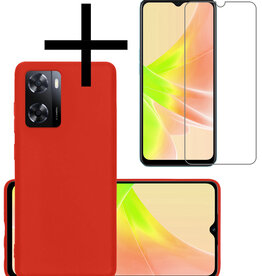 NoXx NoXx OPPO A57 Hoesje Siliconen Met Screenprotector - Rood