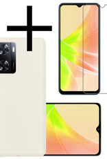 NoXx Hoes Geschikt voor OPPO A57 Hoesje Cover Siliconen Back Case Hoes Met Screenprotector - Wit