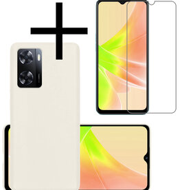 NoXx NoXx OPPO A57 Hoesje Siliconen Met Screenprotector - Wit