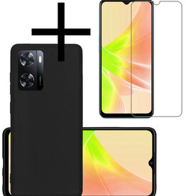 NoXx NoXx OPPO A57 Hoesje Siliconen Met Screenprotector - Zwart