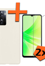 Nomfy Hoesje Geschikt voor OPPO A57 Hoesje Siliconen Cover Case Met 2x Screenprotector - Hoes Geschikt voor OPPO A57 Hoes Back Case - Wit