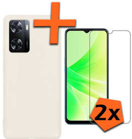 Nomfy Nomfy OPPO A57 Hoesje Siliconen Met 2x Screenprotector - Wit