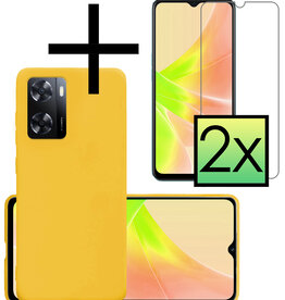 NoXx NoXx OPPO A57 Hoesje Siliconen Met 2x Screenprotector - Geel