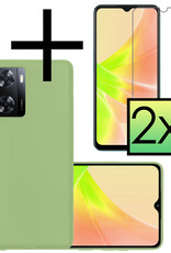 NoXx Hoes Geschikt voor OPPO A57 Hoesje Cover Siliconen Back Case Hoes Met 2x Screenprotector - Groen