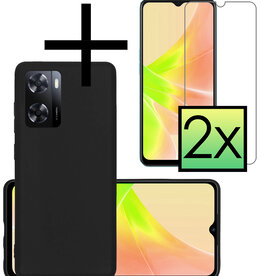 NoXx NoXx OPPO A57 Hoesje Siliconen Met 2x Screenprotector - Zwart
