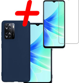 BASEY. BASEY. OPPO A57s Hoesje Siliconen Met Screenprotector - Donkerblauw