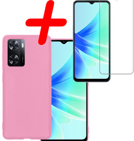 BASEY. BASEY. OPPO A57s Hoesje Siliconen Met Screenprotector - Lichtroze