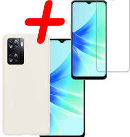BASEY. BASEY. OPPO A57s Hoesje Siliconen Met Screenprotector - Wit