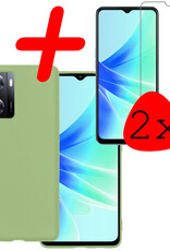 BASEY. Hoes Geschikt voor OPPO A57s Hoesje Siliconen Back Cover Case Met 2x Screenprotector - Hoesje Geschikt voor OPPO A57s Hoes Cover Hoesje - Groen
