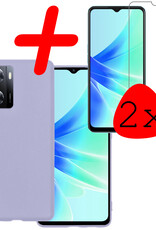 BASEY. Hoes Geschikt voor OPPO A57s Hoesje Siliconen Back Cover Case Met 2x Screenprotector - Hoesje Geschikt voor OPPO A57s Hoes Cover Hoesje - Lila