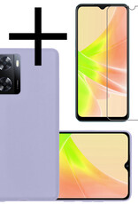 NoXx Hoes Geschikt voor OPPO A57s Hoesje Cover Siliconen Back Case Hoes Met Screenprotector - Lila