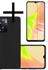 NoXx Hoes Geschikt voor OPPO A57s Hoesje Cover Siliconen Back Case Hoes Met Screenprotector - Zwart