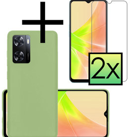 NoXx NoXx OPPO A57s Hoesje Siliconen Met 2x Screenprotector - Groen