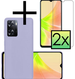 NoXx NoXx OPPO A57s Hoesje Siliconen Met 2x Screenprotector - Lila
