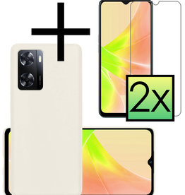 NoXx NoXx OPPO A57s Hoesje Siliconen Met 2x Screenprotector - Wit