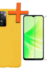 Nomfy Hoesje Geschikt voor OPPO A57s Hoesje Siliconen Cover Case Met Screenprotector - Hoes Geschikt voor OPPO A57s Hoes Back Case - Geel