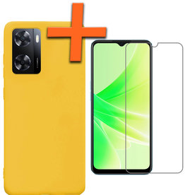 Nomfy Nomfy OPPO A57s Hoesje Siliconen Met Screenprotector - Geel