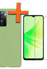 Nomfy Hoesje Geschikt voor OPPO A57s Hoesje Siliconen Cover Case Met Screenprotector - Hoes Geschikt voor OPPO A57s Hoes Back Case - Groen