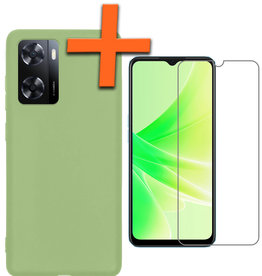 Nomfy Nomfy OPPO A57s Hoesje Siliconen Met Screenprotector - Groen