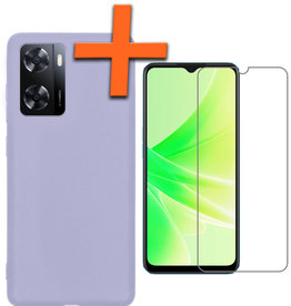 Nomfy Nomfy OPPO A57s Hoesje Siliconen Met Screenprotector - Lila