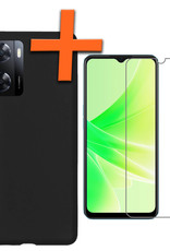 Nomfy Hoesje Geschikt voor OPPO A57s Hoesje Siliconen Cover Case Met Screenprotector - Hoes Geschikt voor OPPO A57s Hoes Back Case - Zwart