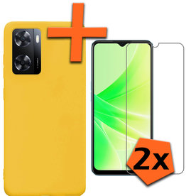 Nomfy Nomfy OPPO A57s Hoesje Siliconen Met 2x Screenprotector - Geel