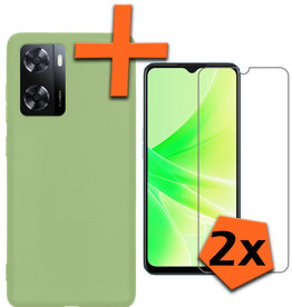 Nomfy Nomfy OPPO A57s Hoesje Siliconen Met 2x Screenprotector - Groen