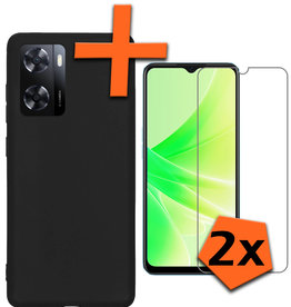 Nomfy Nomfy OPPO A57s Hoesje Siliconen Met 2x Screenprotector - Zwart