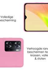 NoXx Hoes Geschikt voor OPPO A57s Hoesje Cover Siliconen Back Case Hoes Met 2x Screenprotector - Lichtroze